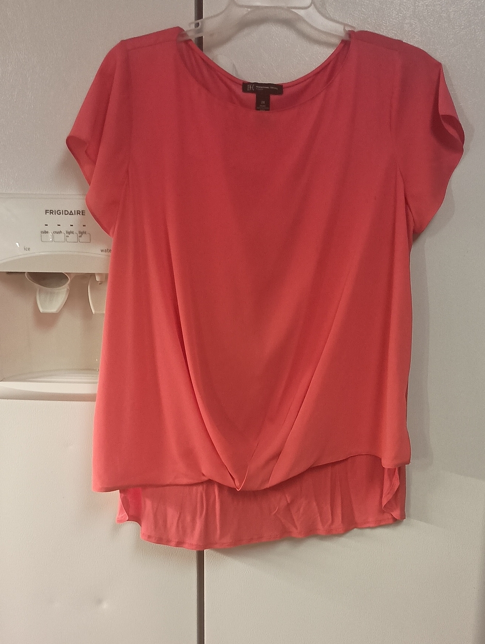 INC International Concepts Coral  Short Sleeve Blouse Women's Size 2XL